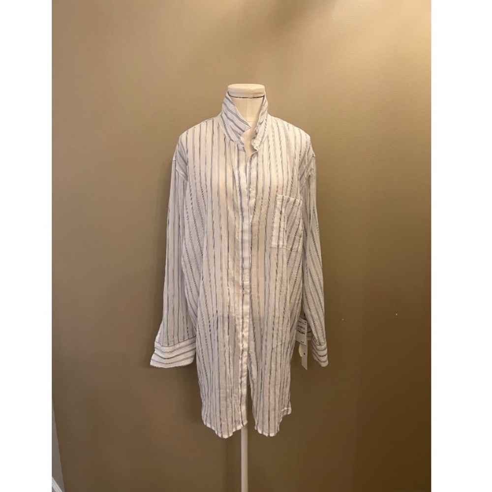 TREASURE & BOND Stripe Woven Tunic In Blue- White Larch Stripe